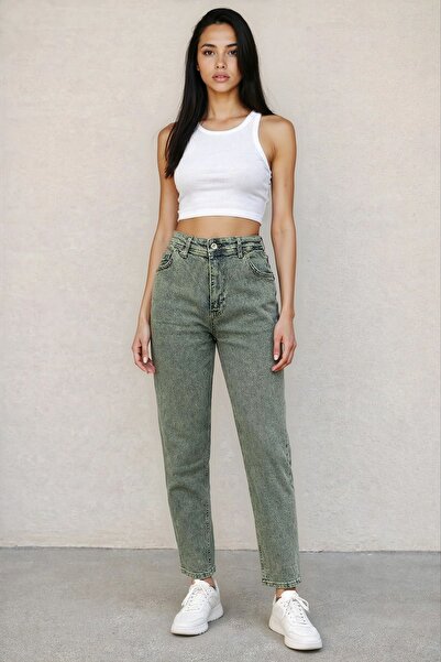 CARLA MARA Women's High Waist Stonewashed Jeans