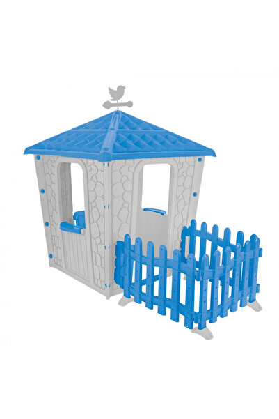 PİLSAN Casuta de gradina pentru copii Stone House Blue/Grey cu gardulet inclu...