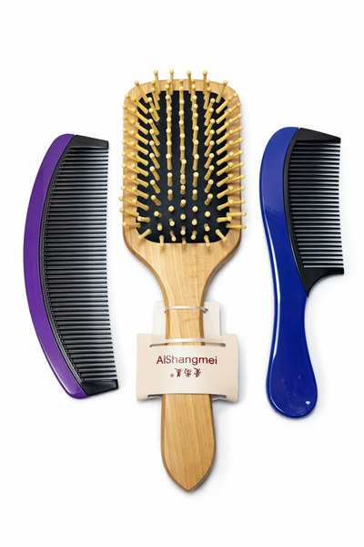 OEM Set Perie Profesională din Lemn + 2 Piepteni – Descurcare Delicată & Îngr...