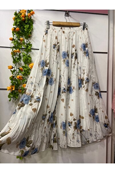 edu collection Patterned Chiffon Bell Skirt with Lining