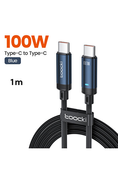 Toocki 1m Blue 100W USB C Cable for S22 LED Braided QC4.0 PD Fast Charging Ty...