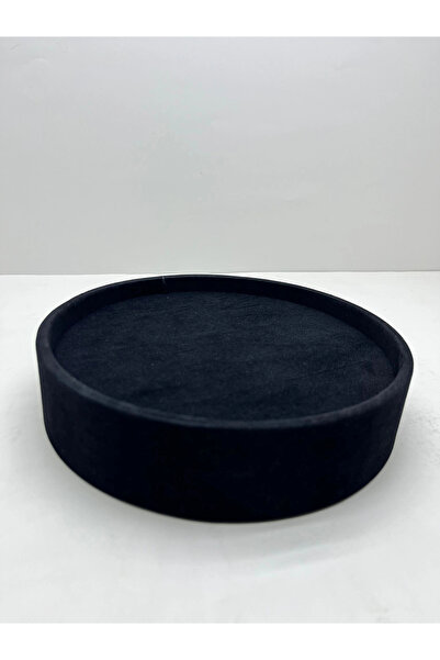 MeGass Dekor قماش من جلد الغزال باللون الأسود مقاس 20x20 سم، طبق دائري مزخرف ...