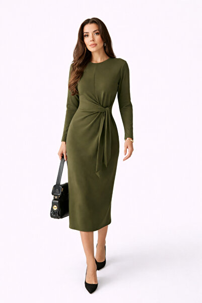 Paw Garage Women's Arvia Modal Side Tie Dress - Khaki