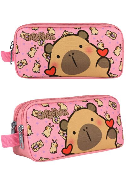 ÜMİT ÇANTA Capybara Primary School Pencil Bag – Pink 20 X 10 X 6