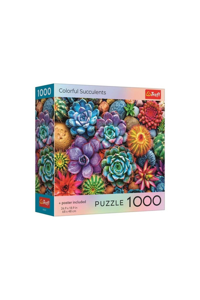 Trefl Puzzle 1000 colorful succulents with poster included for children over ...