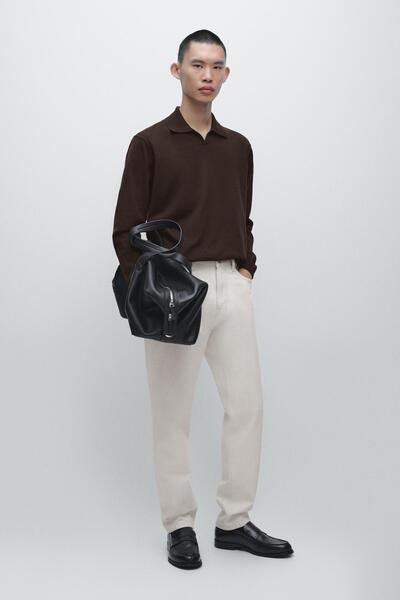 Massimo Dutti Pamuklu triko polo yaka kazak