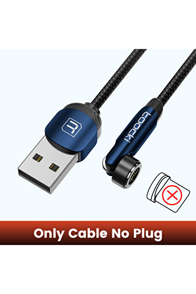 Toocki Blue 1m 540 Rotate Magnetic Cable 3A Fast Charging Micro USB Type C Ca...