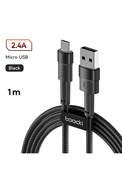 Toocki 1m Black Micro USB Cable for Oneplus 2.4A Fast Charge Phone Charger Mi...
