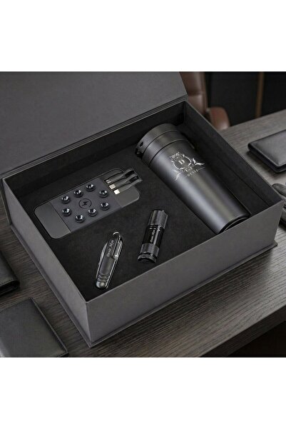 Bk Gift Kişiye Özel İsimli 5067 Termos & Powerbank & Çakı & Fener & Seti -4, ...