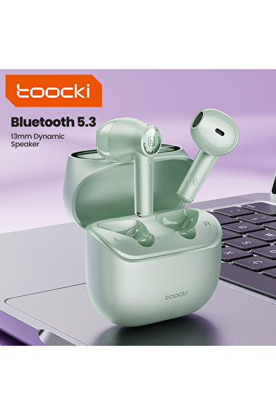 Toocki Green ENC Bluetooth 5.3 Headphones TWS HiFi Sound Stereo Earphones wit...
