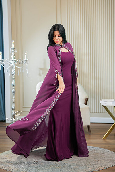 Warazan فستان سهرة مخمل قطعتين للخطوبة