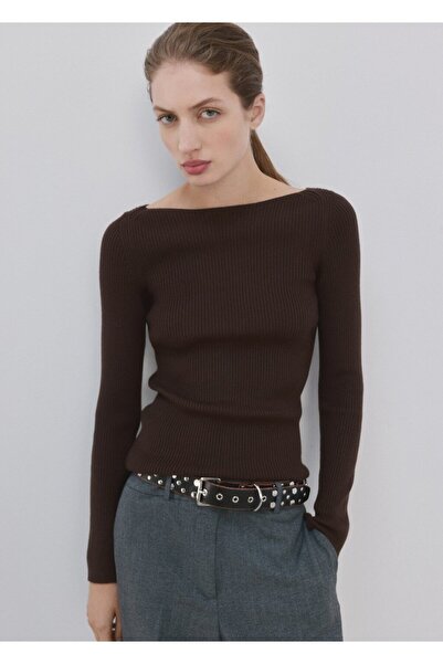 MANGO Woman Kayık yaka örgü kazak