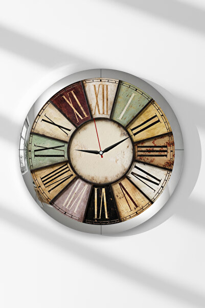 Zevahir Mobilya Dekorasyon Ceas de perete rotund din MDF, cu nuanțe de trecut...