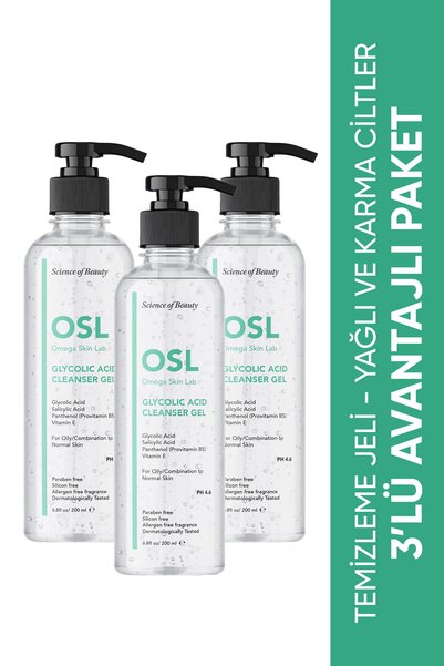 OSL Omega Skin Lab OSL Glycolic Cleanser Gel 3'lü 200ml
