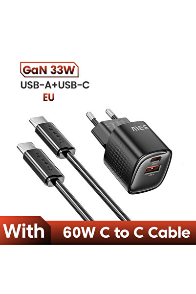 Toocki EU With 60W Cable 33W USB Type C GaN Charger Mini PPS Fast Charge For ...