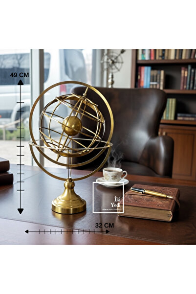 İki Yedi Konsept Wilcox Altın Renk Armillary Küre 49 cm, Ofis ve Kütüphaneler...