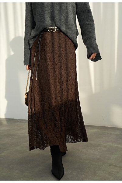 My Blog Brauner langer Spitzenrock - 251140