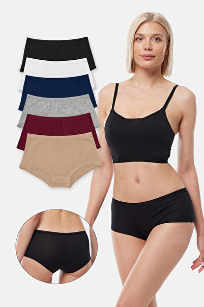 Malabadi Women's Colorful 6-Pack Wide-Brimmed Non-Marking Modal Panties 1906