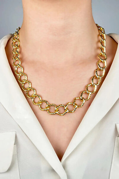 Sose Moda Ezme Model Baklava Chain Long Necklace - Gold