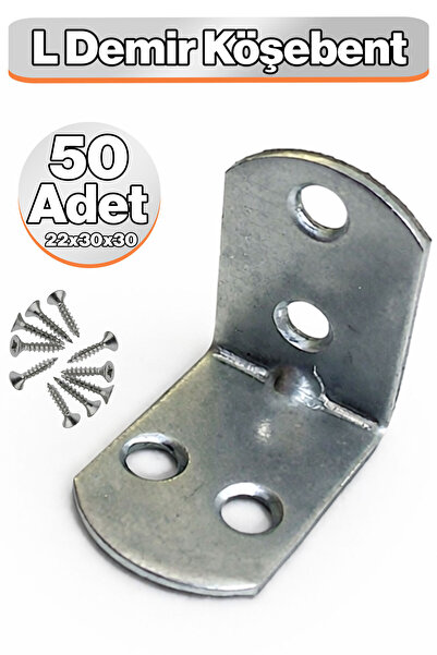 Badem10 L Demir Gönye Yuvarlak Başlı 22x30x30 mm 50 Adet Raf Dolap Köşe Birle...