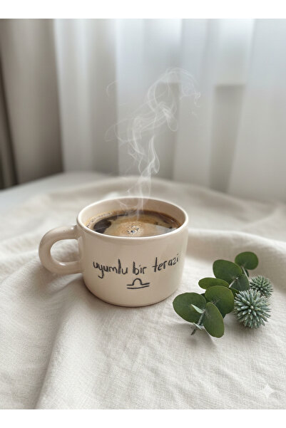 woness studio Terazi Burcu Temalı El Yapımı Seramik Kahve Kupası,fincanı Tek ...