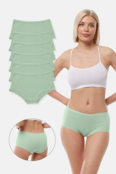 Malabadi Women's Green 6-Pack Wide-Ribbed Non-Marking Modal Panties 1906