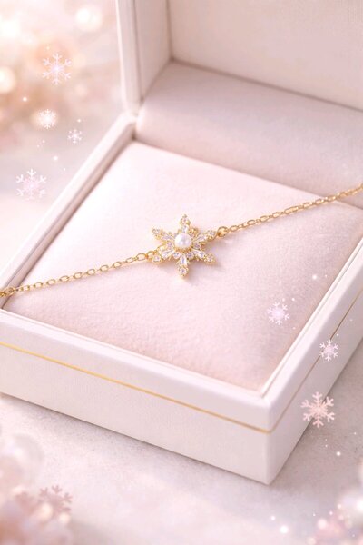 stainless steell Steel Gold Pearl Snowflake Women's Bracelet 17 +5Cm Extension
