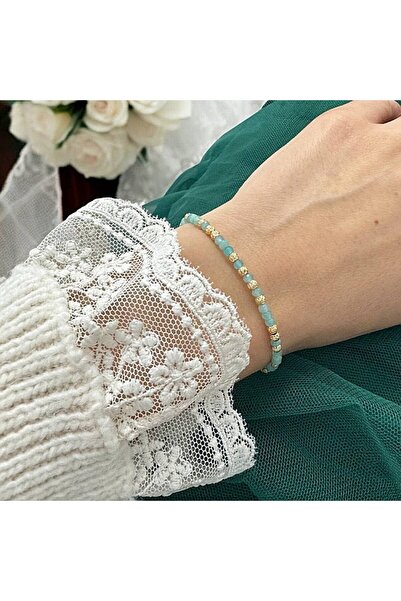 Ezera Elegant Handmade Bracelet Nabila with Amazonite and 925 Gold Plated Silver