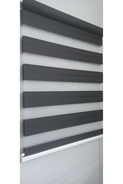 BULUT ANTRASİT KETEN KUMAŞ ZEBRA STOR