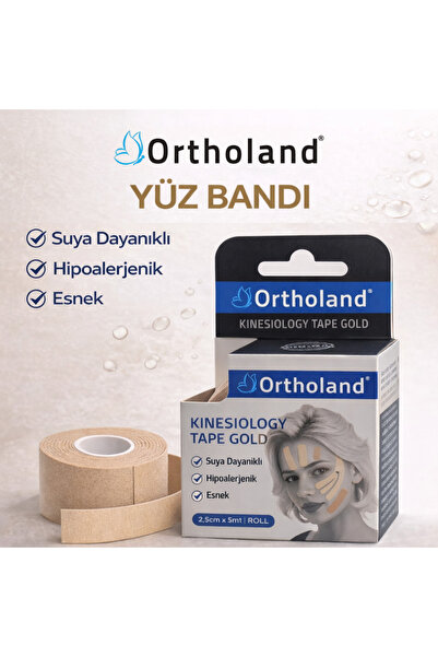 Ortholand Yüz Bandı Kinesiyoloji Tape 2,5 cm x 5 mt Cilt Dostu Yüz toparlama ...