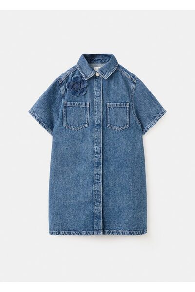 MANGO Kids Midi denim elbise