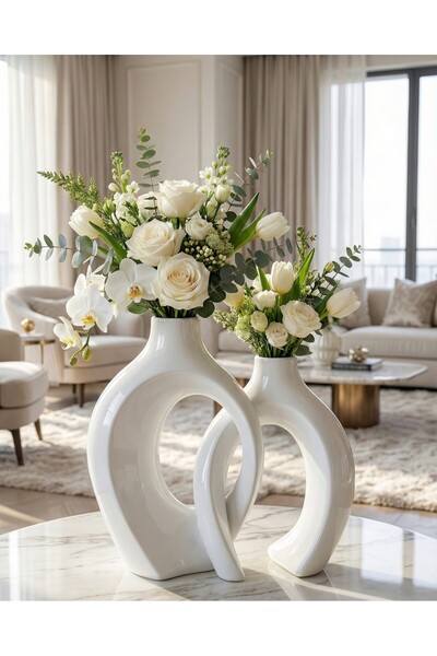 DEKOPOR ''Key To Modern Life'' İç İçe Geçen Aşk Temalı Hediyelik Vazo Seti - ...