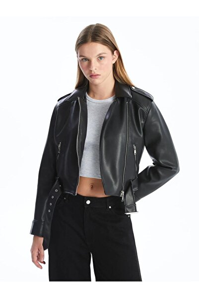 Orions Collection New Season Belted Oversize Crop Leather Jacket