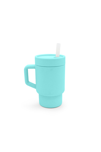 Melii Silicone cup with straw, melii, blue for children over 1 year old