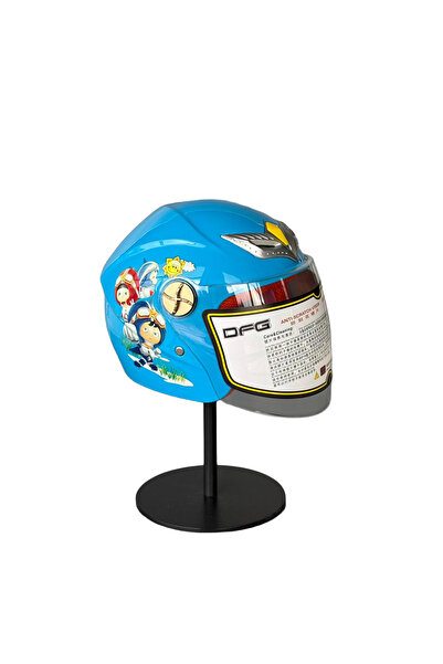 scharf Mavi Desenli Çocuk Kaskı – Motosiklet Desenli, Hafif ve Konforlu