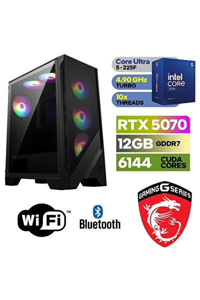 MSI ŞAFAK-GAMİNG|RTX 5070 12 GB |ULTRA 5 225F |32 GB DDR5 RAM |1 TB M.2 SSD 5...