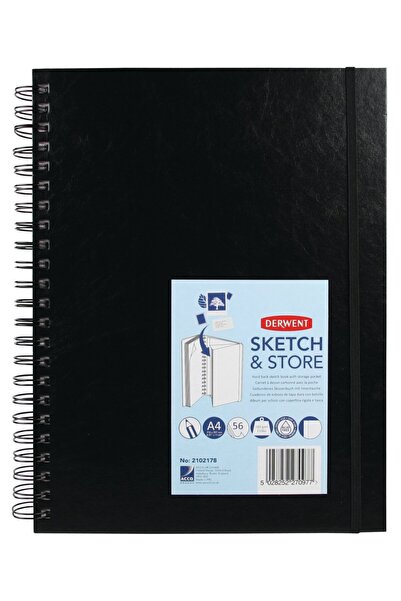 Derwent Caiet de schițe și desen spiralat A4 56 de coli 165G cu dosar profesi...