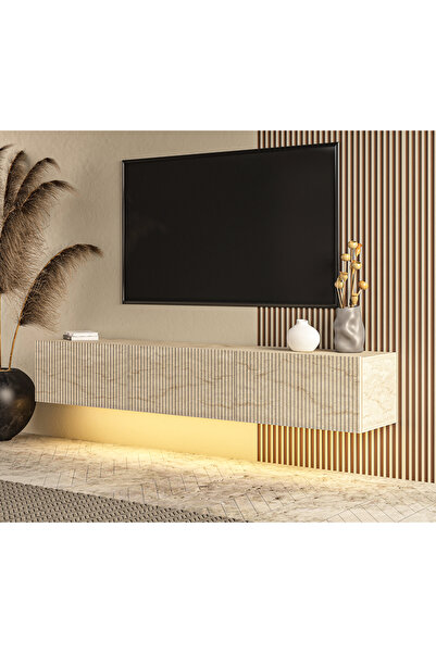 MERT SERT MOBİLYA Avido 150 cm Günışığı Led Işıklı Tv Sehpası, Tv Ünitesi, Du...