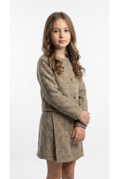 Montisu Premium %100 Cotton Girls' Transitional Jacket & Skirt Shorts Set (2–7 Years)