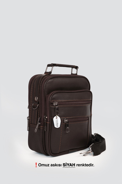 westbag Erkek Acı Kahve Çelik Kasalı Hakiki Deri El Ve Omuz Çantası Ayarlanabilir Askılı Orta Boy