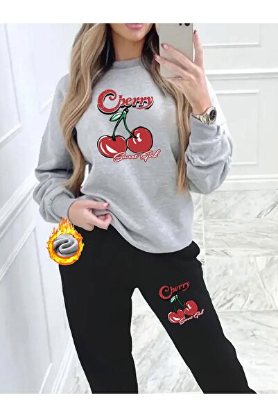 mercoledi Kurdele Printed Crew Neck Sweatshirt Jogger Bottom Tracksuit Set Ov...