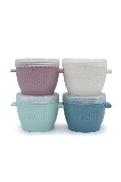 Melii Σετ 4 δοχείων σιλικόνης snap&go, πολυτελείας, 4*177 ml για παιδιά άνω τ...