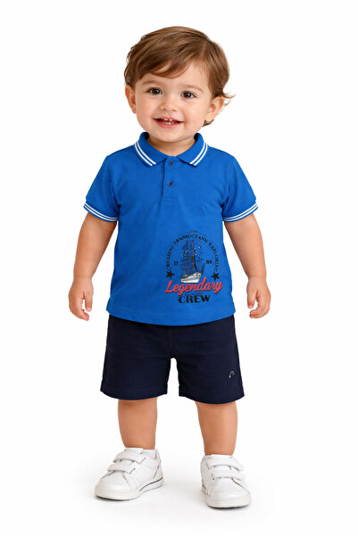 Chicsy Baby Baby Boy Polo Collar Printed Tshirt Shorts Summer Set