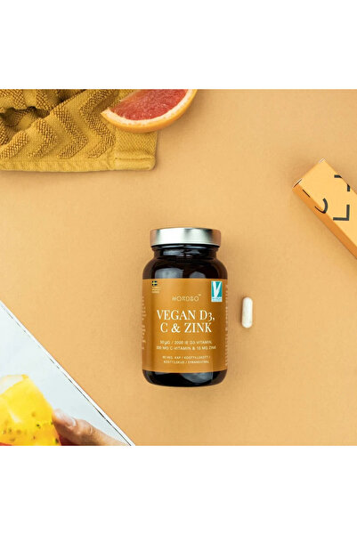 NORDBO Vitamina D3, C Zinc - Vegan - 90 capsule (biodisponibilitate ridicata,...