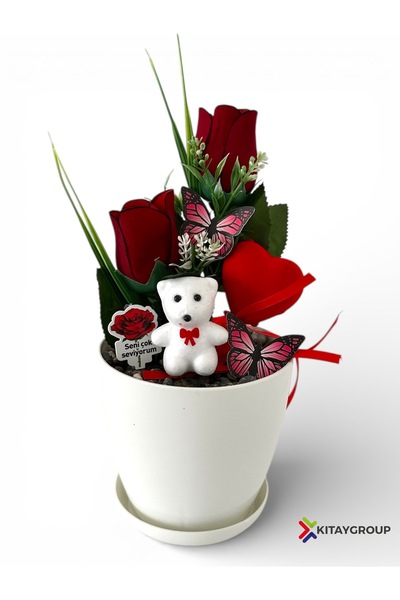 KıtayGroup Sevgililer Günü ve Anneler gününe Hediye Dekoratif Saksıda Çiçek A...