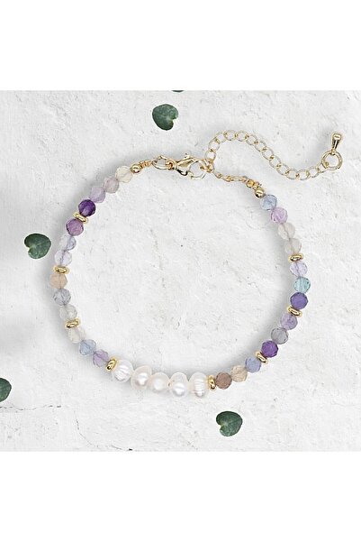 Ezera Brățară de prietenie Natya din cristale de fluorit și perle