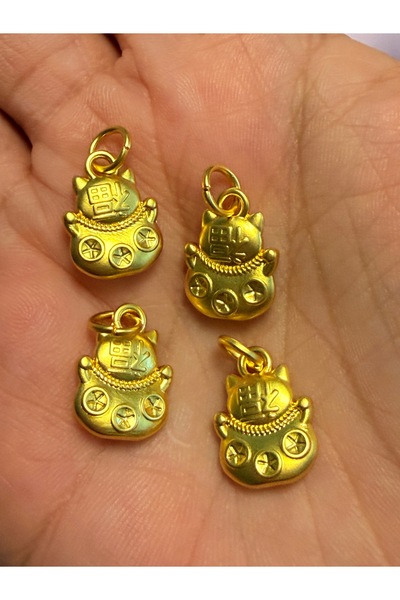 gemsartdeco Fengshui Bereket Şans Mutluluk Kedisi Charm Kolye Ucu