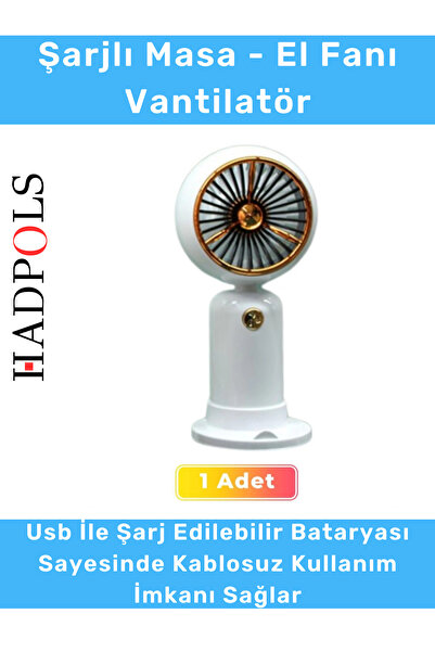 HadPols #ElFanı Sessiz 2 Kademeli Hafif Kablosuz 1200mAh Pervaneli Taşınabili...