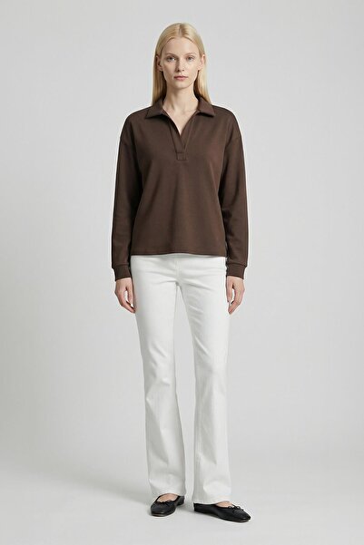 Rays 8275A Shirt Collar Sweater Brown