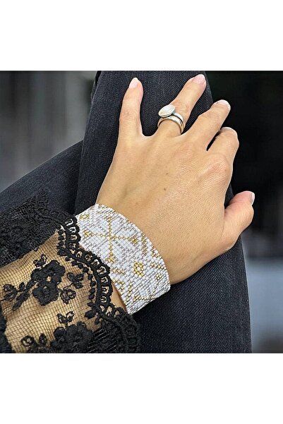 Ezera Elegant Wide Handmade Bracelet from Miyuki Beads, Zamora